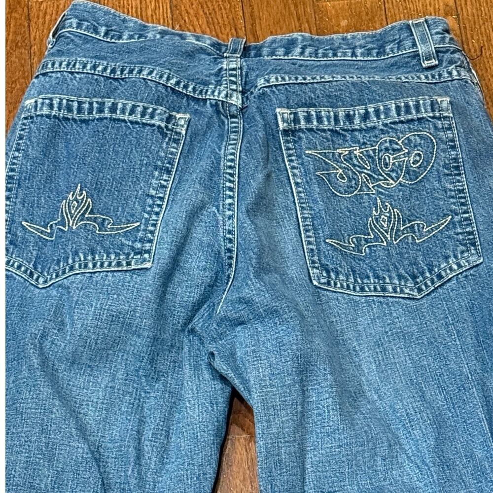 Vintage 90s JNCO Blaze S1200 Girlie Stuff Ultra Flare Jeans Size 9 USA 28x30 - Picture 3 of 15
